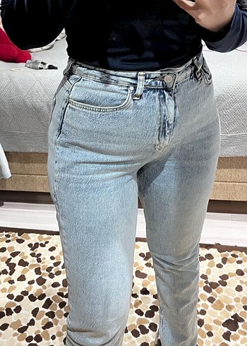 Düğmeli Regular Fit Kadın Denim Pantolon - Görsel 4