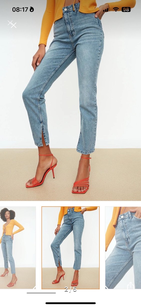 Düğmeli Regular Fit Kadın Denim Pantolon - Görsel 2