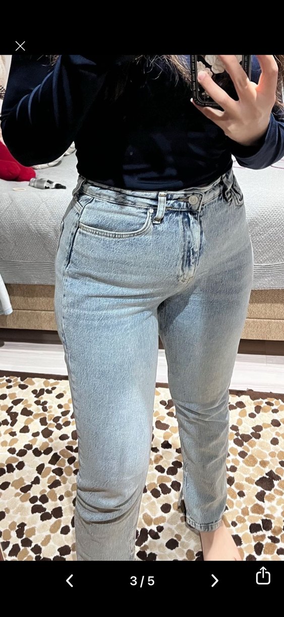 Düğmeli Regular Fit Kadın Denim Pantolon - Görsel 4