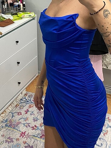 Trendyol & Milla Saks mavisi mini elbise