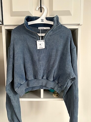 Bershka Bershka mavi kot desenli sweat