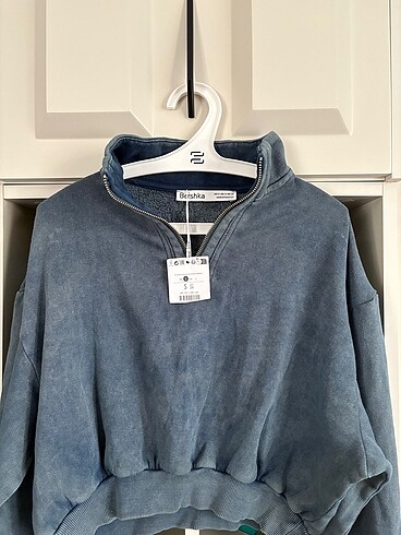 Bershka mavi kot desenli sweat