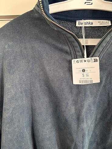 s Beden mavi Renk Bershka mavi kot desenli sweat