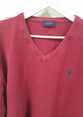 Bordo V Yaka Erkek Örgü Kazak - Görsel 4