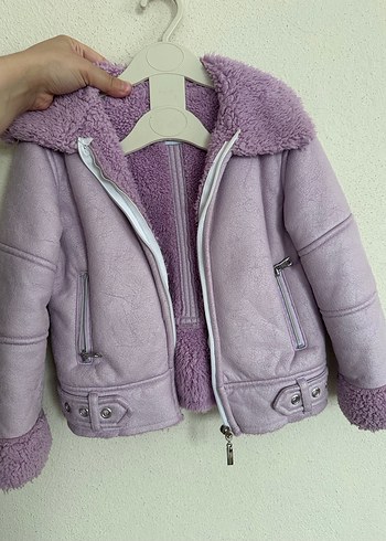 Lila Kürklü kız çocuk Mont