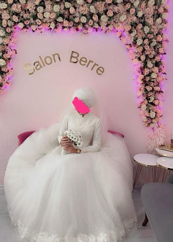 Uzun Kollu Beyaz Prenses Gelinlik - Görsel 2