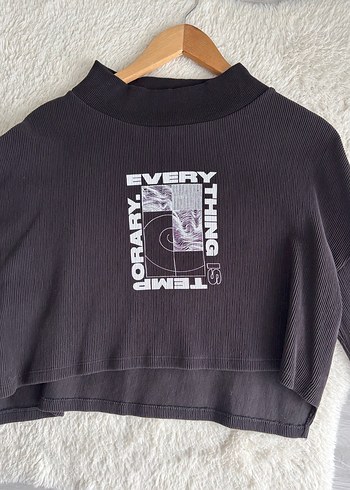 36 Beden Baskılı Crop Bluz
