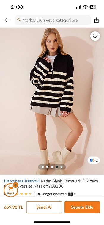 fermuarlı oversize kazak - Görsel 2