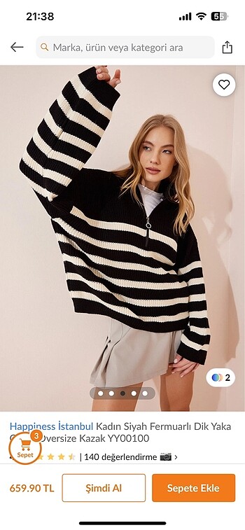 fermuarlı oversize kazak - Görsel 3