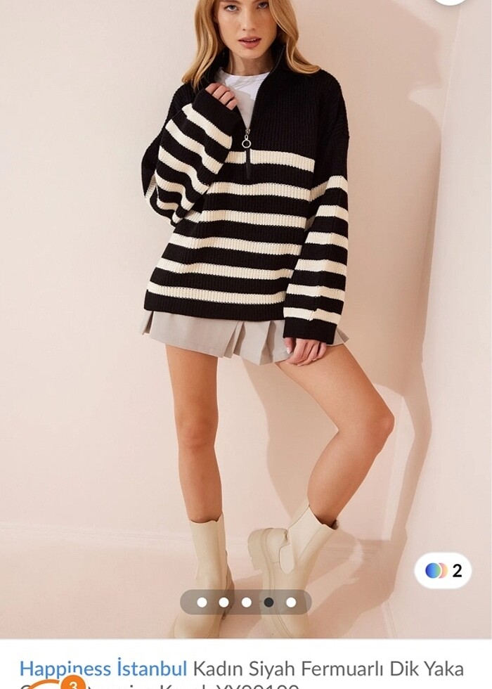 fermuarlı oversize kazak - Görsel 2