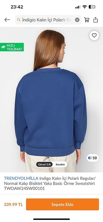 m Beden mavi Renk sweatshirt