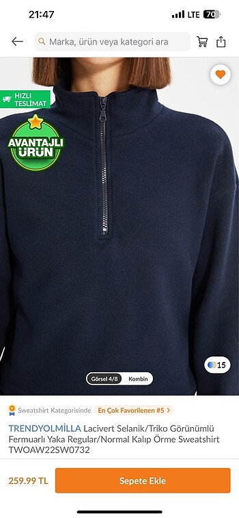 l Beden Fermuarlı Sweatshirt