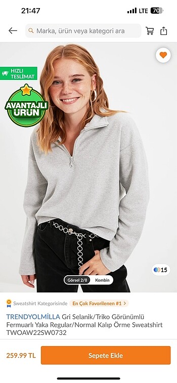 Fermuarlı Sweatshirt