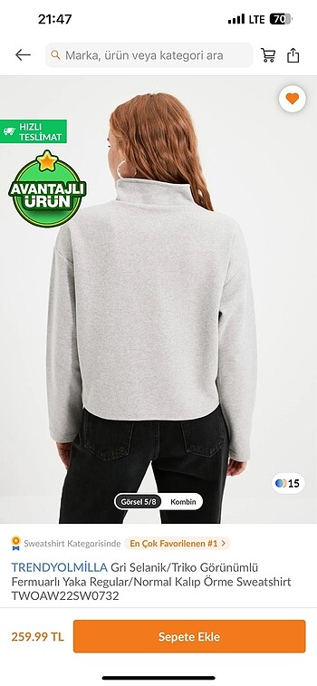 l Beden Fermuarlı Sweatshirt