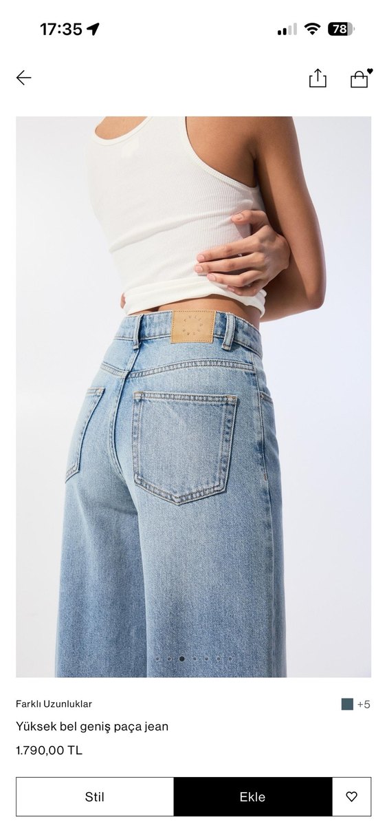 Yüksek Bel Geniş Paça Jean - Görsel 2