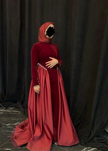 Bordo özel tasarım Tesettür abiye