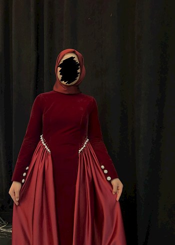 Abiye Bordo özel tasarım Tesettür abiye