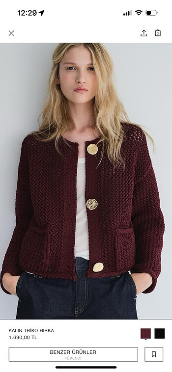ZARA BORDO ÖRME HIRKA