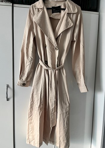 Bej Uzun Düğmeli Trençkot - Görsel 2