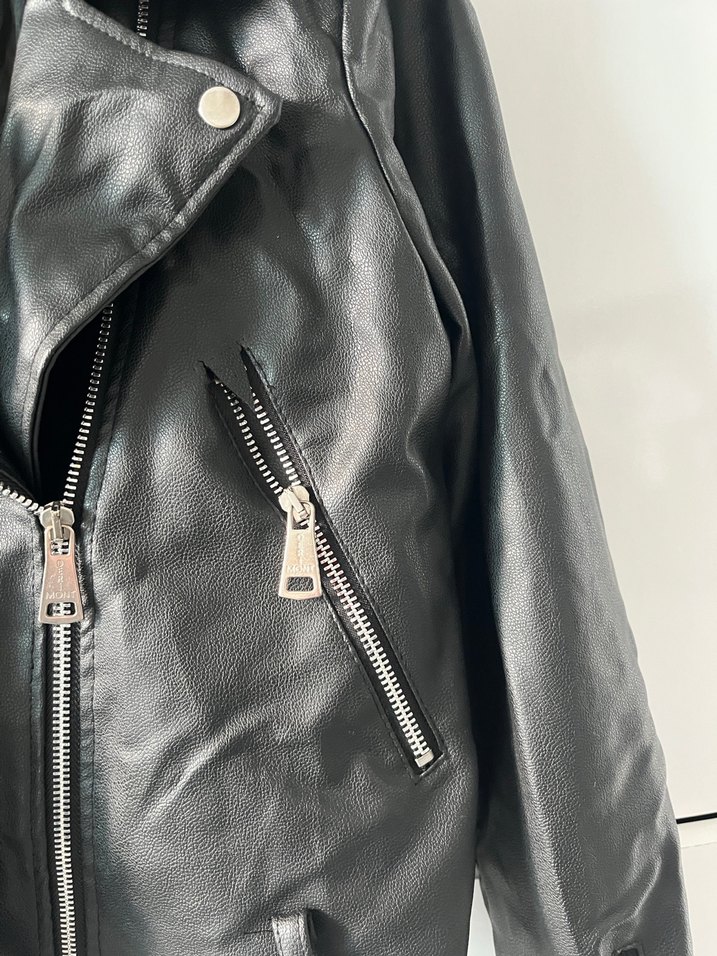Siyah Deri Biker Ceket - Görsel 2