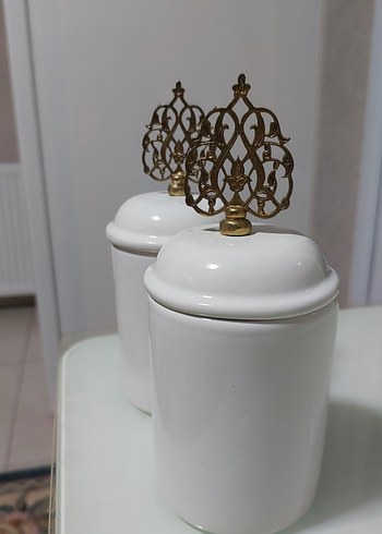 Beyaz Parlak Kapaklı Mumluk veya baharatlık Seti - Görsel 2