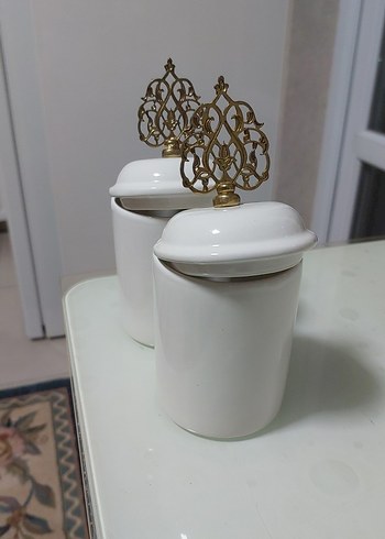 Beyaz Parlak Kapaklı Mumluk veya baharatlık Seti - Görsel 3