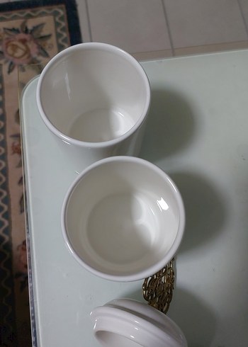 Beyaz Parlak Kapaklı Mumluk veya baharatlık Seti - Görsel 5