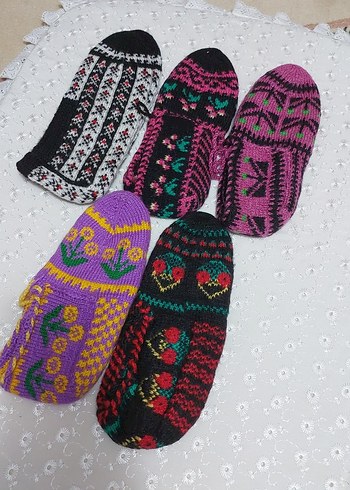 Renkli Nakışlı Örgü Kadın patikleri - Görsel 2