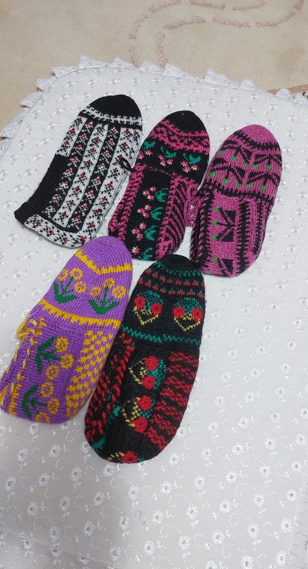 Renkli Nakışlı Örgü Kadın patikleri - Görsel 2