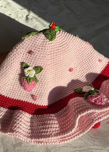  Beden pembe Renk Örgü Crochet Şapka 