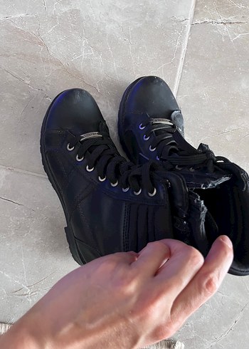 Diğer Siyah Kemerli Stiletto Topuklu Goth Kadın Bot