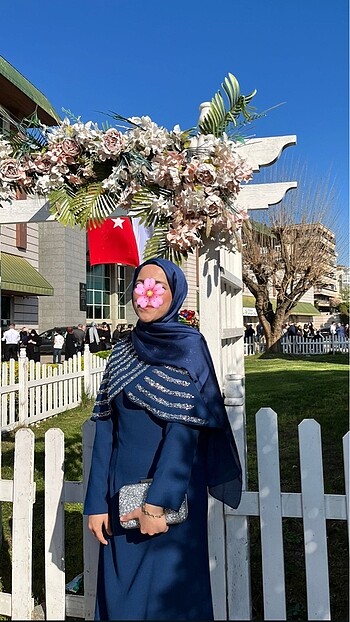 Taşlı pelerinli abiye