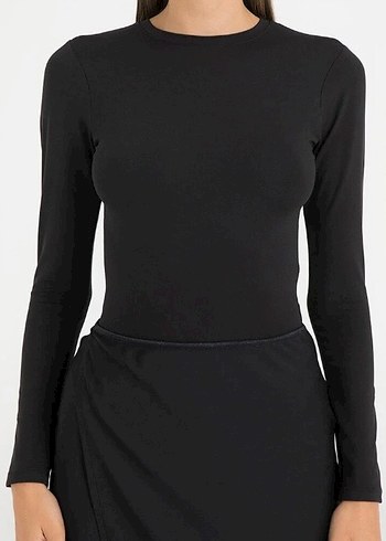 Siyah Minimalist Uzun Kollu Basic Bluz