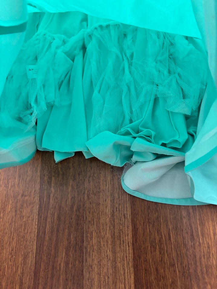 Uzun Turkuaz Straplez Drapeli Kadın Elbisesi - Görsel 2