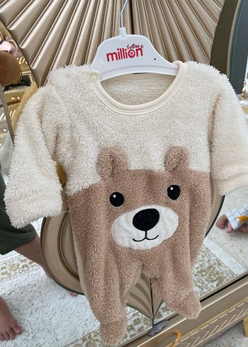 Kahverengi Peluş Erkek Bebek Tulum