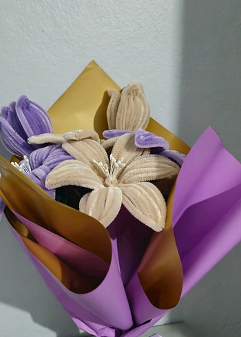 #mor ve krem buket - Görsel 2