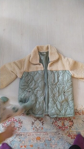 Peluş Su Yeşili Mont 