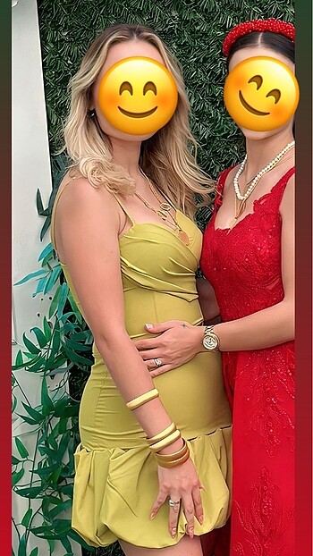 Yağ Yeşili Elbise - Görsel 5