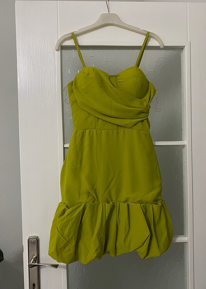 Yağ Yeşili Elbise - Görsel 2