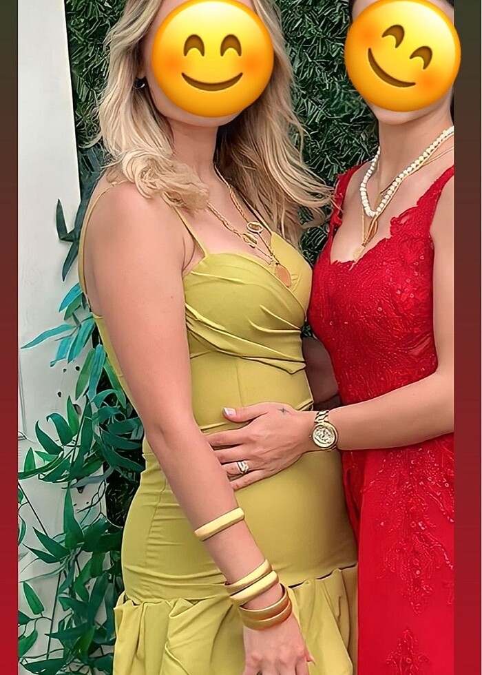 Yağ Yeşili Elbise - Görsel 5