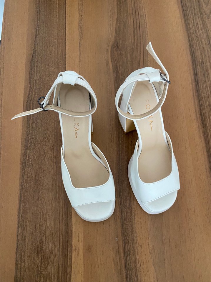 Beyaz Platform Topuklu Kadın Abiye Ayakkabı - Görsel 3