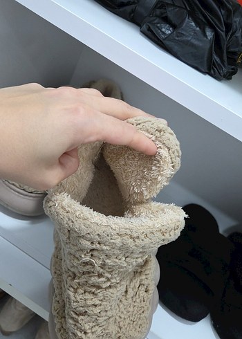 Kız Çocuk Örgü Bej Sıcak Terlik - Görsel 5