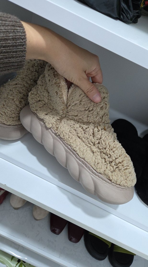 Kız Çocuk Örgü Bej Sıcak Terlik - Görsel 4