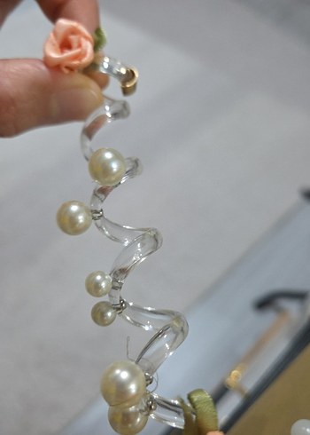 Mavi Çiçekli Boncuklu Kadın saç toplama tokası - Görsel 2