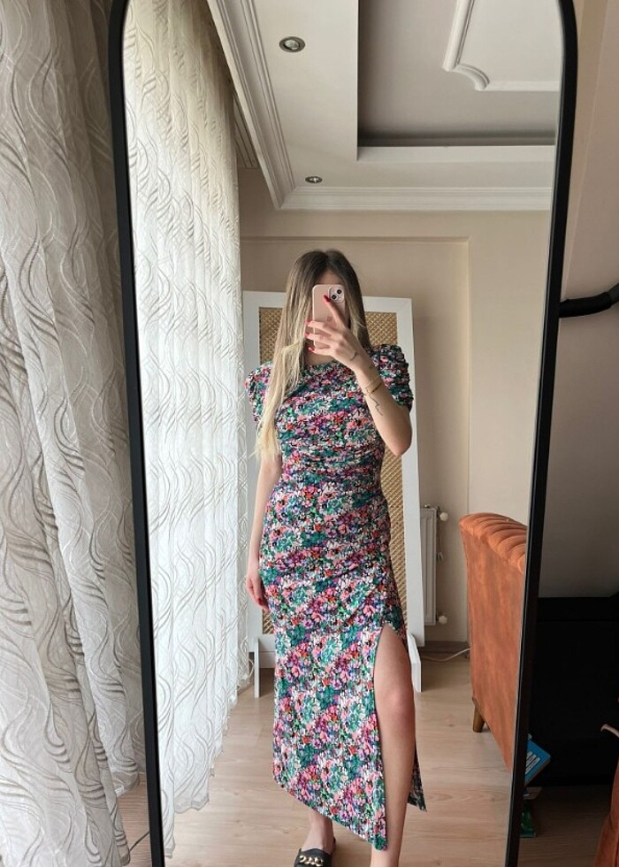 Likrali kumas elbise - Görsel 3