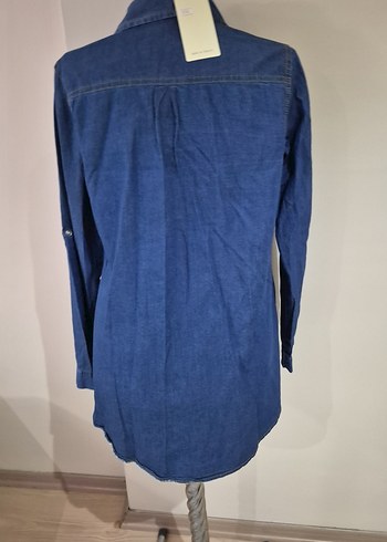 Düğmeli Lacivert Denim Gömlek s ve M beden mevcut - Görsel 2