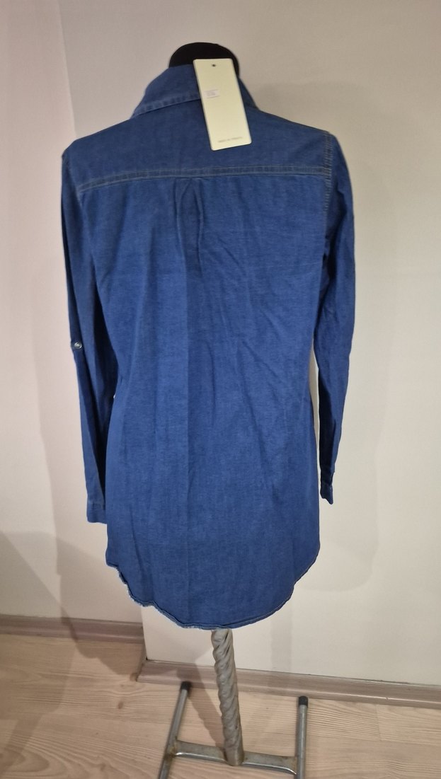 Düğmeli Lacivert Denim Gömlek s ve M beden mevcut - Görsel 2