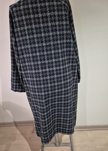 Gri Düğmeli Uzun Kadın Kaban - Görsel 4