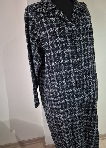 Gri Düğmeli Uzun Kadın Kaban - Görsel 2