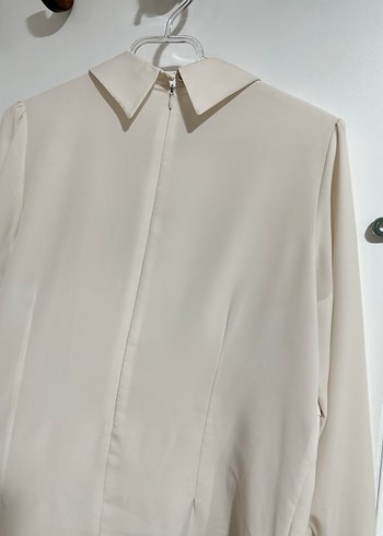 Bej Drapeli Kadın Uzun Kollu Gömlek - Görsel 3